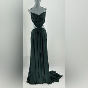 🆕 CULT GAIA 🧿 NWOT Aphea Silk Cut Out Backless Dress, Forest Green - Sz US 12
